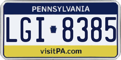 PA license plate LGI8385
