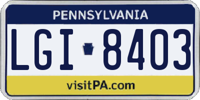 PA license plate LGI8403