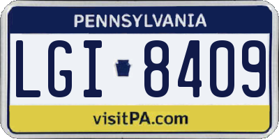 PA license plate LGI8409