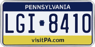 PA license plate LGI8410