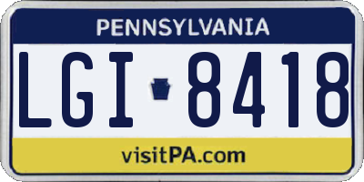 PA license plate LGI8418
