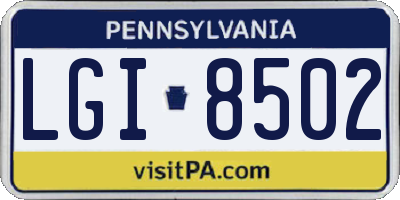 PA license plate LGI8502