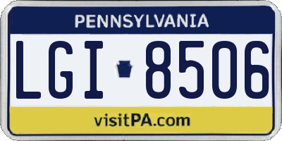 PA license plate LGI8506