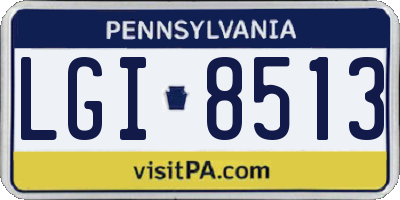 PA license plate LGI8513