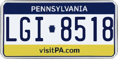 PA license plate LGI8518