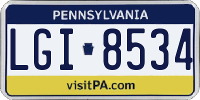 PA license plate LGI8534