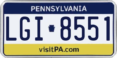 PA license plate LGI8551