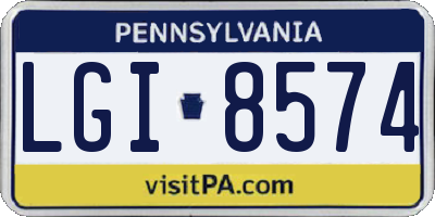 PA license plate LGI8574
