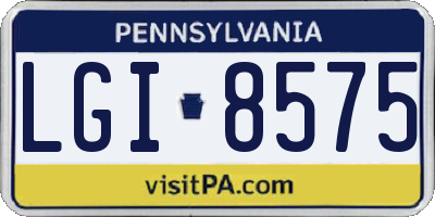 PA license plate LGI8575
