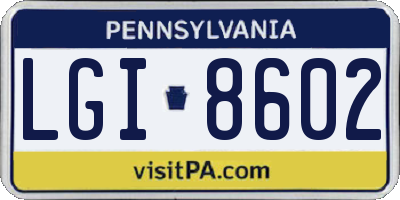 PA license plate LGI8602