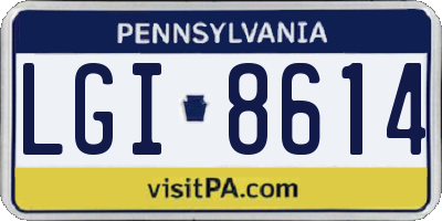 PA license plate LGI8614
