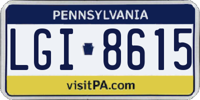 PA license plate LGI8615