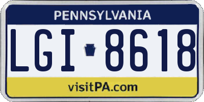 PA license plate LGI8618