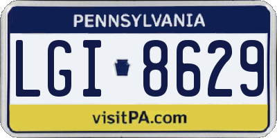 PA license plate LGI8629
