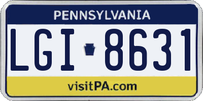 PA license plate LGI8631