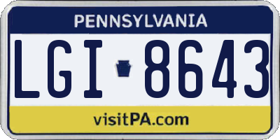 PA license plate LGI8643
