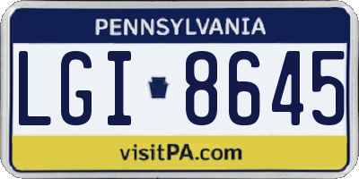 PA license plate LGI8645