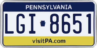 PA license plate LGI8651