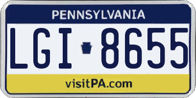 PA license plate LGI8655