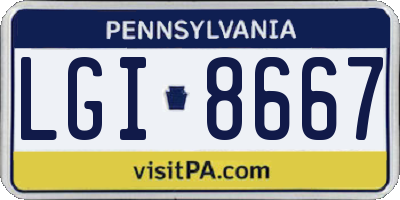 PA license plate LGI8667