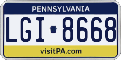 PA license plate LGI8668