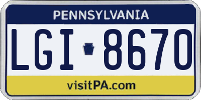 PA license plate LGI8670
