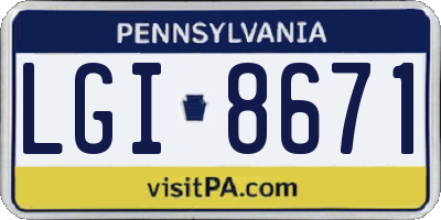 PA license plate LGI8671