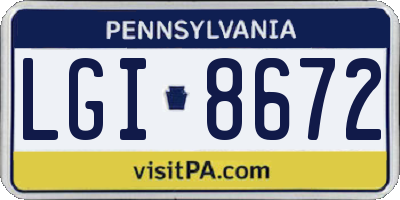 PA license plate LGI8672