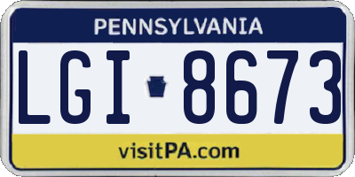 PA license plate LGI8673
