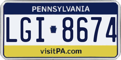 PA license plate LGI8674