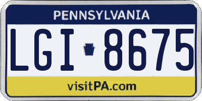 PA license plate LGI8675