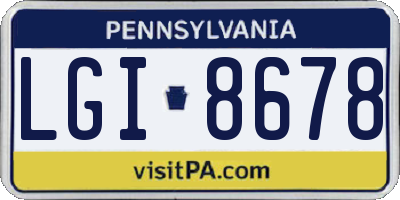PA license plate LGI8678