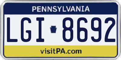 PA license plate LGI8692