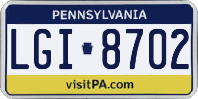 PA license plate LGI8702
