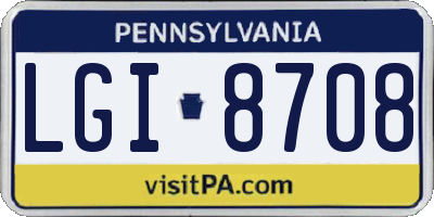 PA license plate LGI8708