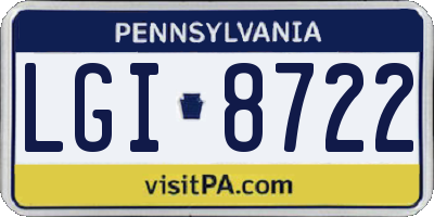 PA license plate LGI8722