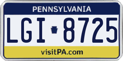 PA license plate LGI8725