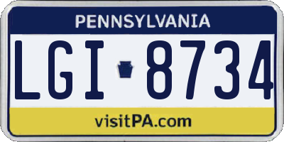 PA license plate LGI8734