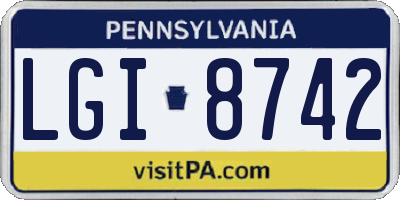 PA license plate LGI8742