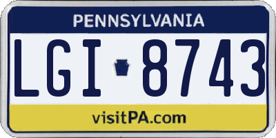PA license plate LGI8743