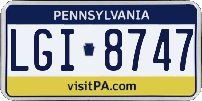 PA license plate LGI8747