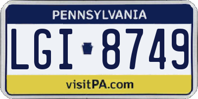 PA license plate LGI8749