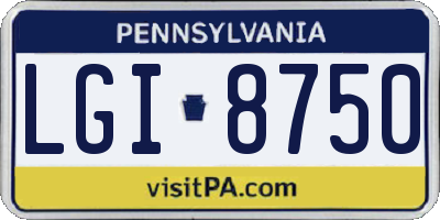 PA license plate LGI8750