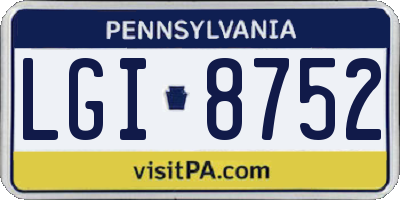 PA license plate LGI8752