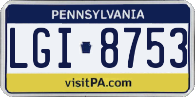 PA license plate LGI8753