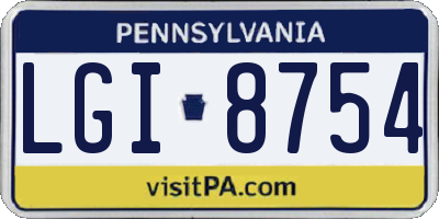PA license plate LGI8754