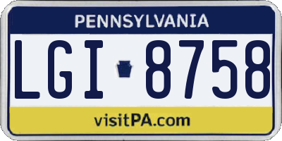 PA license plate LGI8758