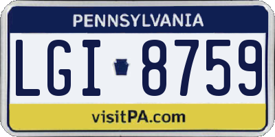 PA license plate LGI8759