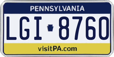 PA license plate LGI8760
