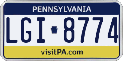 PA license plate LGI8774